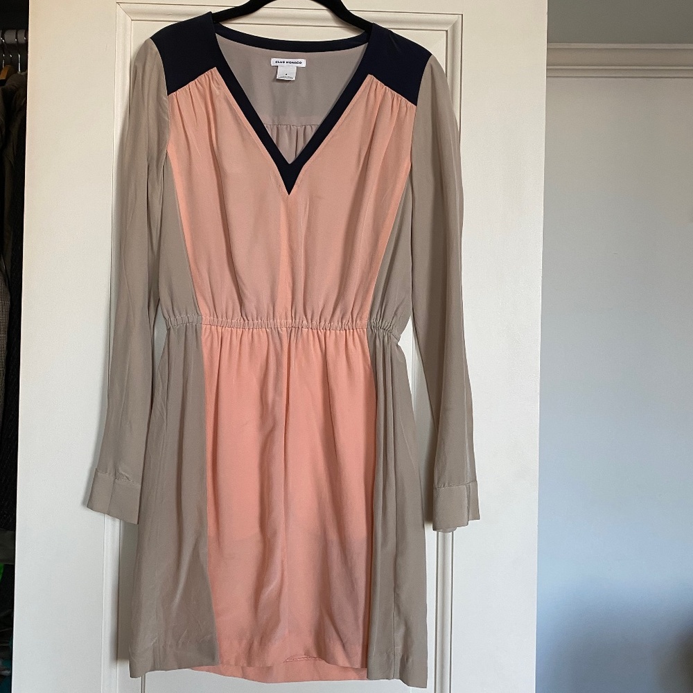 CLUB MONACO SILK DRESS WITH COLOR BLOCK
